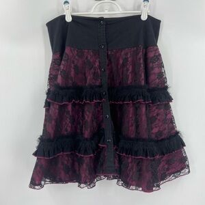 Serious Los‎ Angeles Purple Black Lace Skirt XL